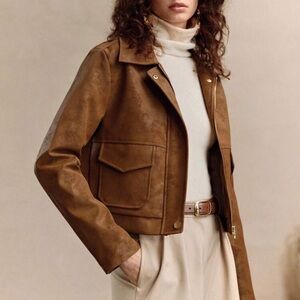 Women's Brown Suede Cropped Jacket - Classic Chic